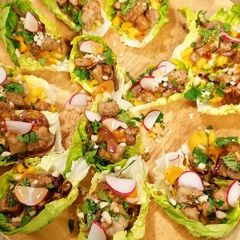 A picture of Lettuce Cups (mango & pork).