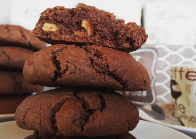 Steps to Make Perfect Cocoa tahini cookies with roasted almonds