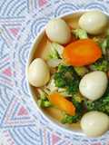 Tumis Telur Puyuh, Brokoli, Wortel, dan Pokcoy