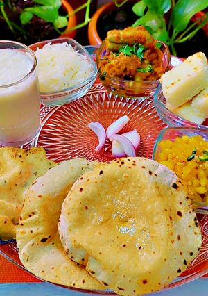A picture of Kathiyawadi Bharwa Baingan & Potato Sabji.