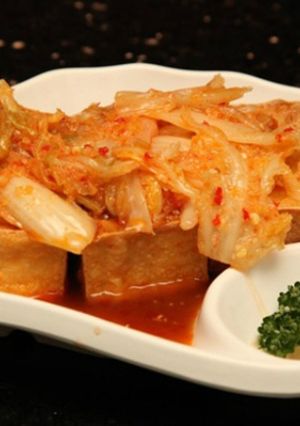 Hình của món Đậu phụ xào kim chi Hàn Quốc.