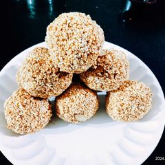 Super healthy tasty rajgira ladoos A picture of Super healthy tasty rajgira ladoos.