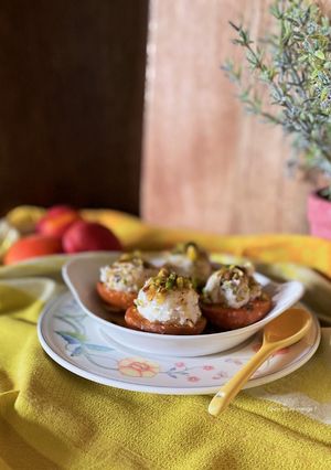 Une photo de Abricots farcis de ricotta aux pistaches