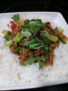 A picture of Spicy Lentils with Rice.