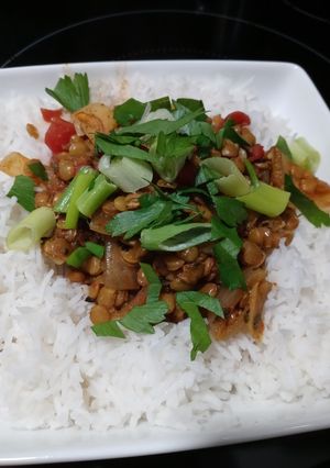 A picture of Spicy Lentils with Rice.