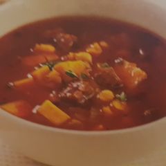 A picture of Slow Cooker chunky chickpea and chorizo soup.