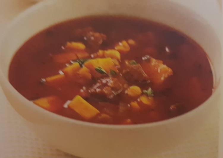 Slow Cooker chunky chickpea and chorizo soup