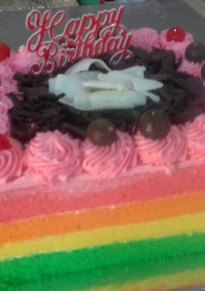 Foto resep Rainbow cake kukus ultah