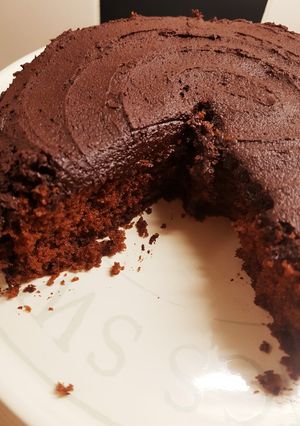 A picture of Fudgy chocolate cake.