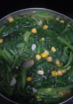 Foto resep Sayur bayam 🌿🌿jagung🌽bumbu tumis