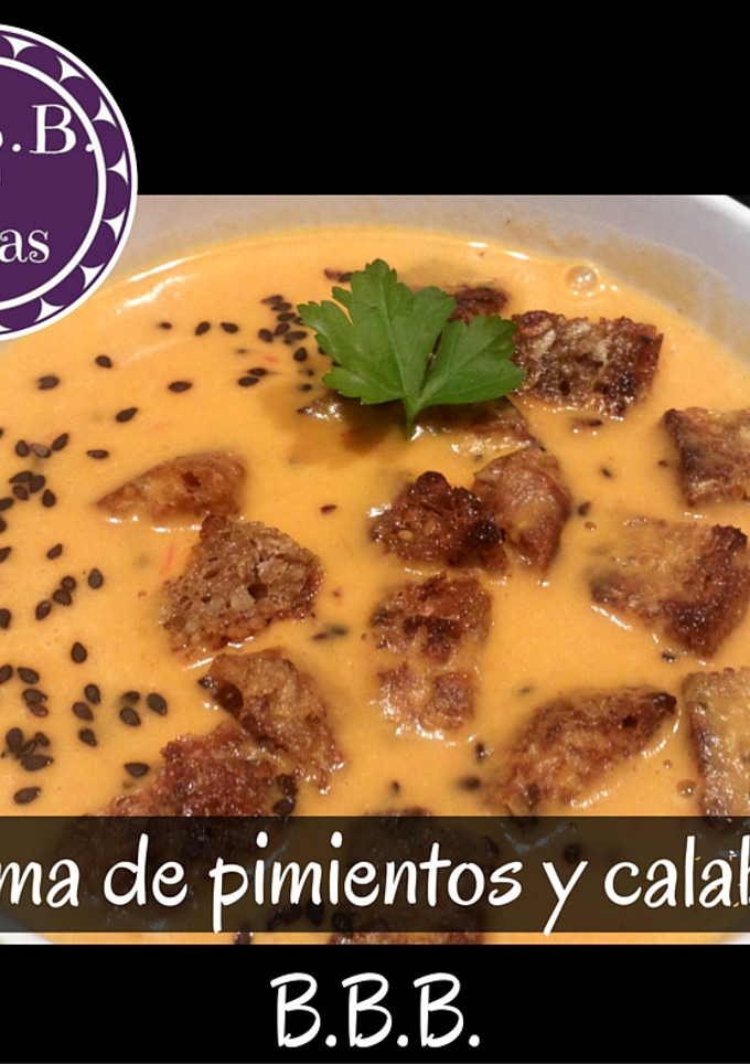 Una foto de Crema de pimientos y calabaza