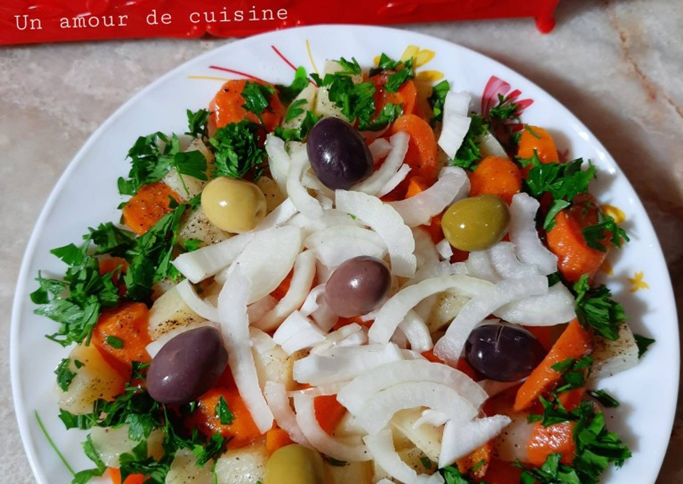 Salade pomme de terre carotte oignon persil 🥗