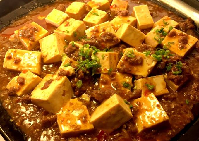 Steps to Make Quick Mapo Tofu  Braised silken tofu and ground beef with spicy sauce