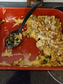 A picture of Chicken and stuffing.