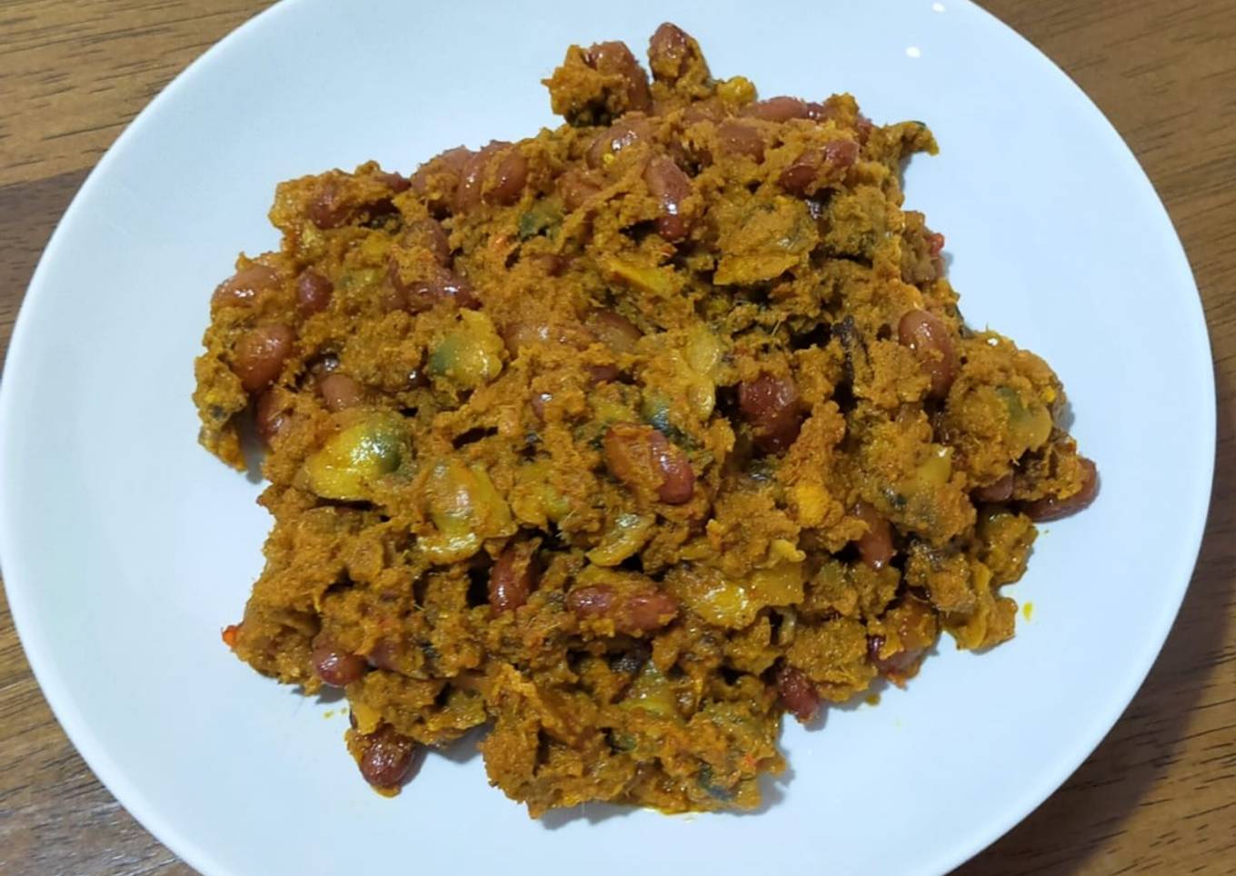 Rendang kerang kacang merah