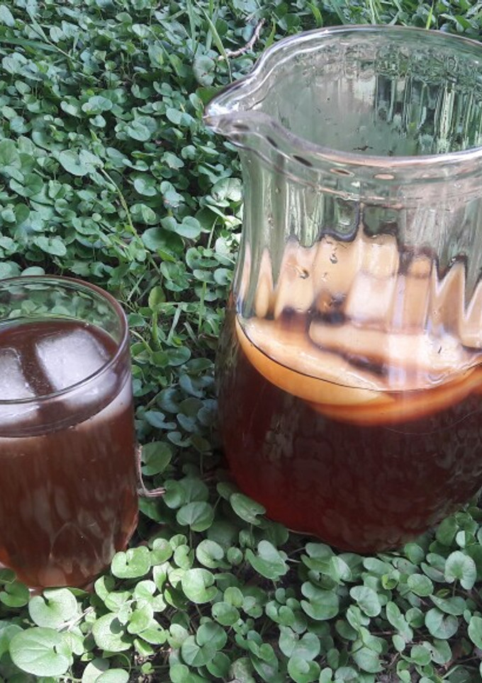 Una foto de Té helado saborizado con manzana, canela y genjibre🌞🍎