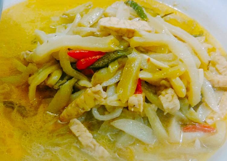 Resep Santan Kuah Kuning Labu Siam Tempe yang praktis
