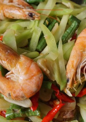 Foto resep Tumis Labu Kacang Panjang Udang