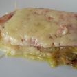Gratén de calabacín, jamón york y queso