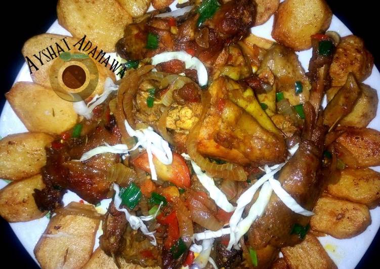 Steps to Prepare Spicy baked potatoes and peppered chichen in 22 Minutes for Young Wife