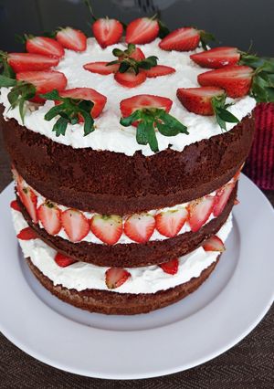 A picture of Fresh Strawberry Vanilla Cake.