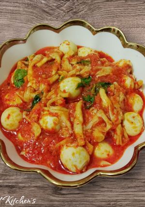 Foto resep Tumis Jamur Pedas Telur Puyuh