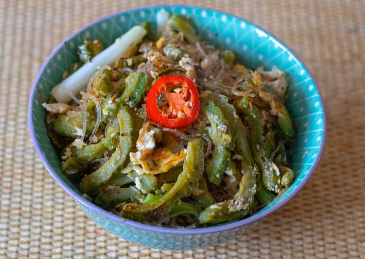 Recipe of Quick Stir fried bitter gourd with glass noodles