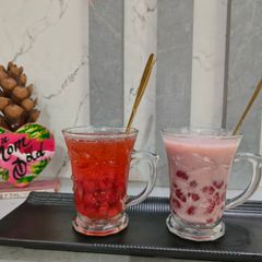 A picture of Boba Tea - with Strawberry milk And Strawberry Ice Boba Tea.
