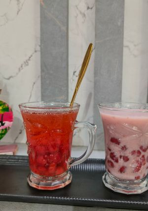 A picture of Boba Tea - with Strawberry milk And Strawberry Ice Boba Tea.