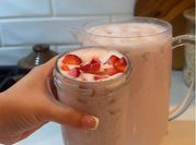 A picture of condensed milk drinks with fruit