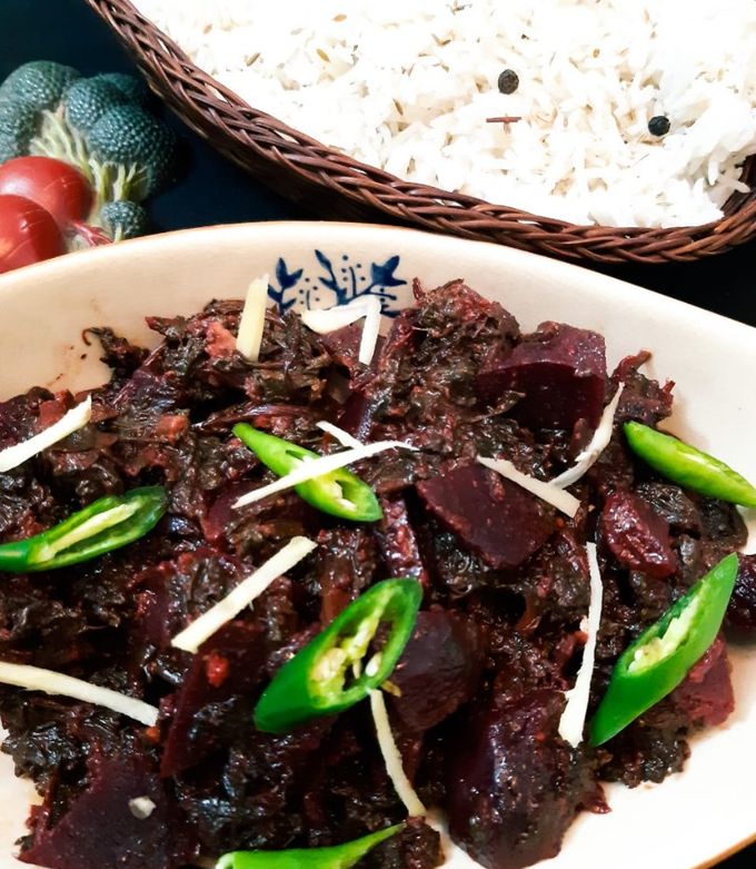 A picture of Palak Chuqandar ki sabzi.