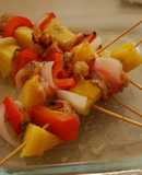 Brochetas de camarón