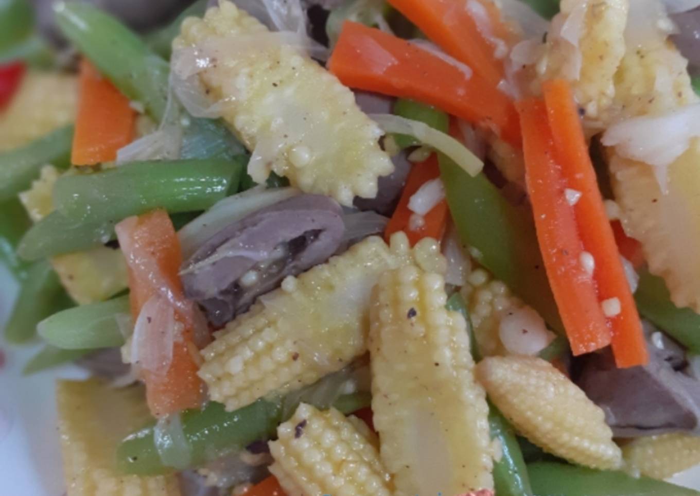 117.Tumis Baby Corn (putren) Jantung Ayam