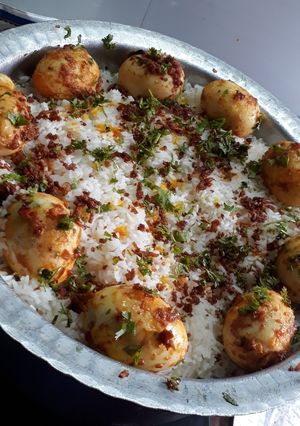 A picture of Egg biryani.