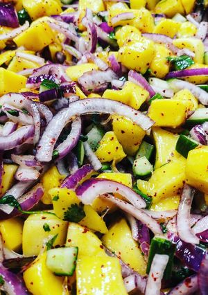 A picture of Korean twist Mango Salsa.