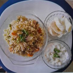 A picture of Green Tur Dana Rice - Lilva Pulao.