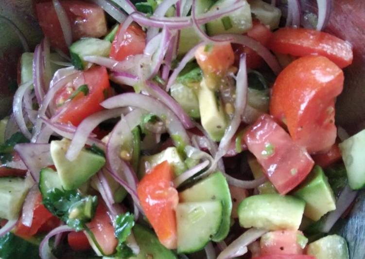 Cucumber tomato avocado salad