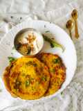 Leftover Poha Chilla with fresh Veggies