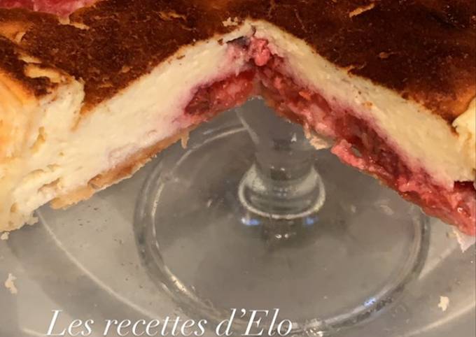 Recette Délicieuse Tarte fromage blanc et framboises au cake Factory