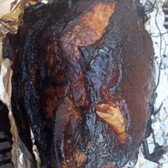 A picture of Pork roast (charcoal slowcook) (10-1/2hr 8.4lbs) vi wrap & rotary.