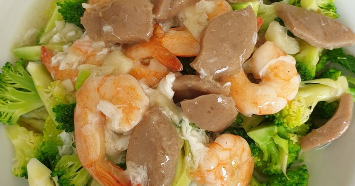 Resep Brokoli Udang Bakso Siram Bawang Putih oleh Meliana Resep Brokoli Udang Bakso Siram Bawang Putih oleh Meliana
