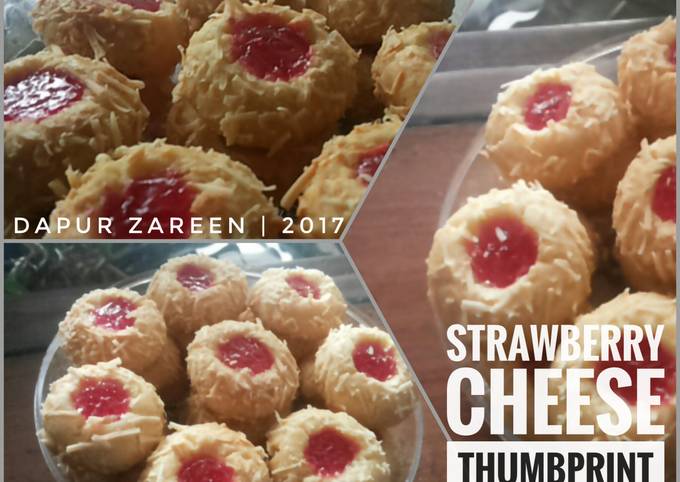 Recipe: Appetizing Thumbprint strawberry cheese cookies / cookies jempol