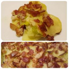 Potato and leek bake with a bacon crumb A picture of Potato and leek bake with a bacon crumb.