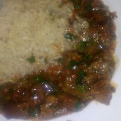 Stewed beef with rice A picture of Stewed beef with rice.