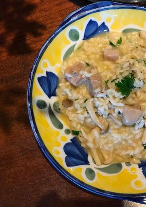 義大利雞肉野蕈燉飯 的食譜成品照片