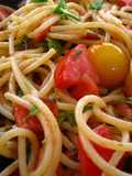 Super Easy Spaghetti with Anchovies & Fresh Tomatoes for Two