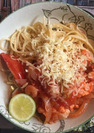 Foto resep Spagetti seafood-salmon