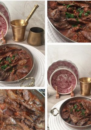 صورة لوصفة كبد الدجاج بصلصة الطماطم