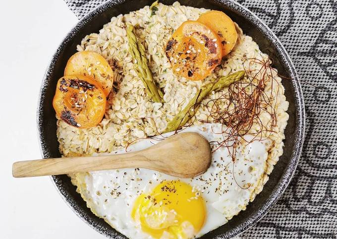 Steps to Make PORRIDGE SALÉ ASPERGES &amp; ABRICOTS RÔTIS AU THYM 🌿