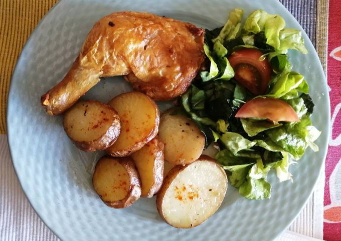 Pollo a la mostaza con papas al horno Receta de Jacqueline Martinez   Cookpad